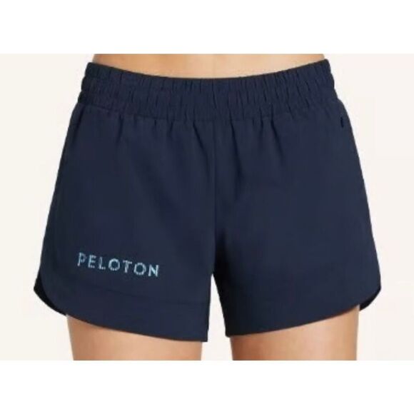 PELOTON Women's Navy Lined Polyester Spandex Gym Running Shorts Size 1X - Picture 1 of 6